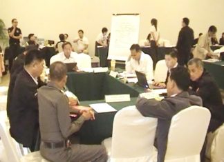 Police officers attend the investigative skills workshop at the Furama Hotel in Jomtien, Wednesday, March 9.